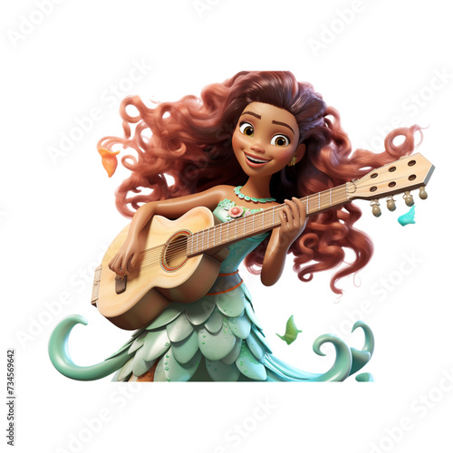 Cartoon Character Holding a Guitar