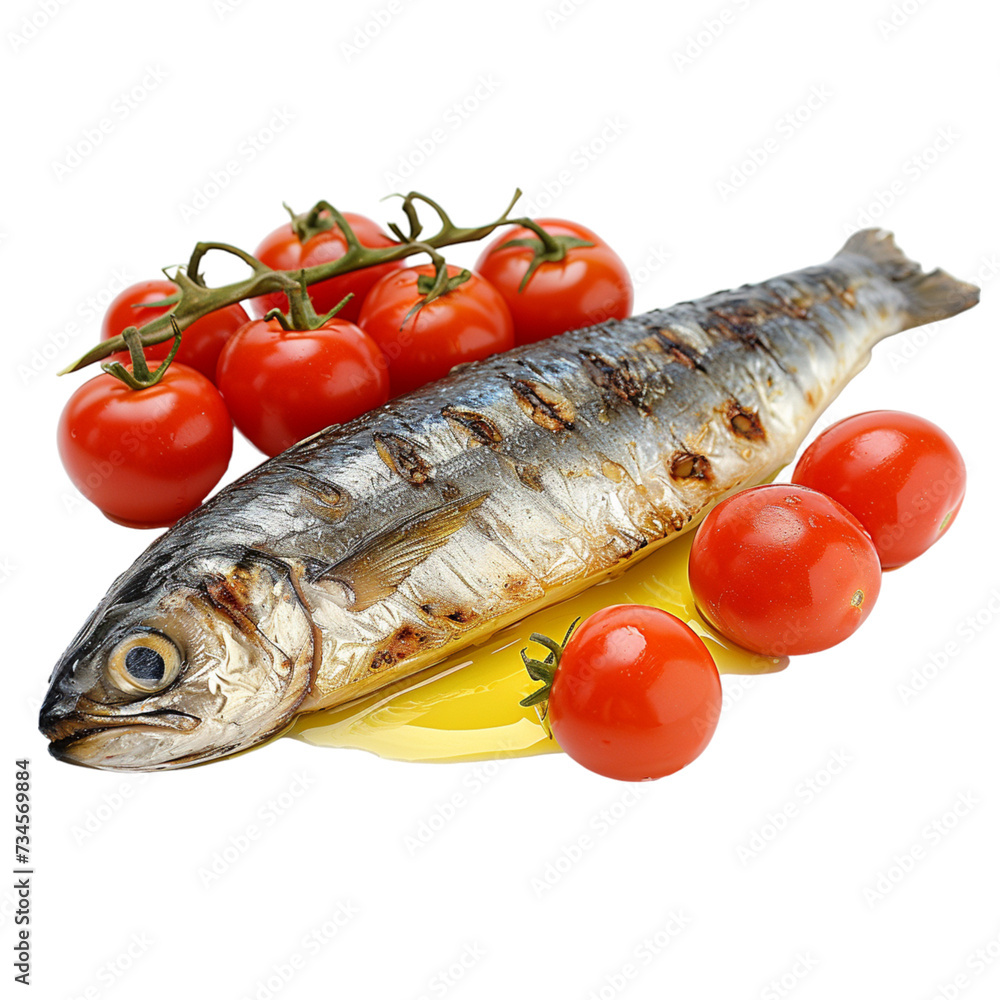 Fish and Tomatoes on a Plate Fish and Tomatoes on a Plate