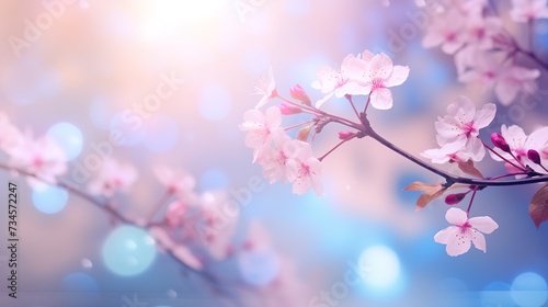 pink blue spring background with bokeh, generative, ai © Dzakir