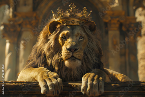 Lion with a King crown. Jesus, the Lion photo