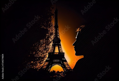 Eiffel Tower silhouette. Generative AI