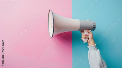 vibrant image of a person holding a megaphone, ready to make their voice heard