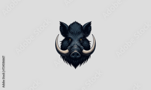 head boar with long fangs vector mascot design