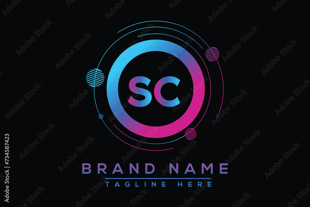 Obraz premium Letter SC Blue logo design. Vector logo design for business.