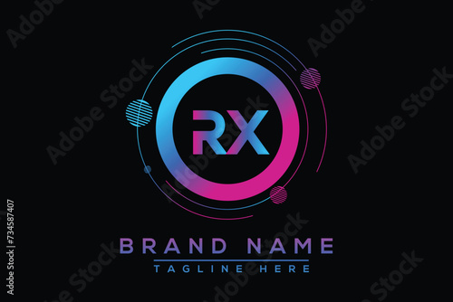 Letter RX Blue logo design. Vector logo design for business.