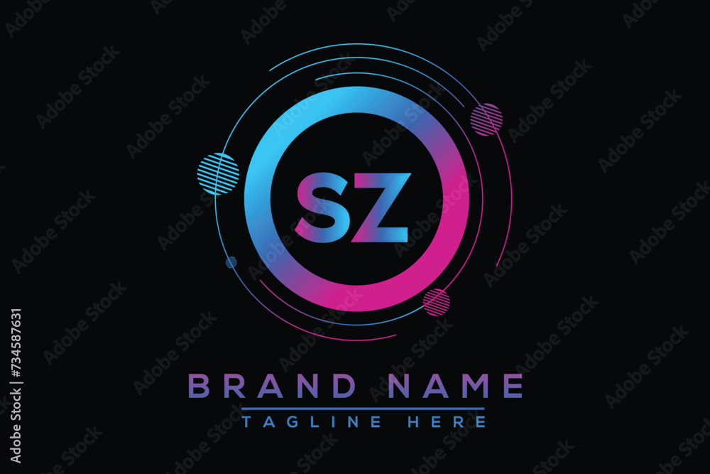 Letter SZ Blue logo design. Vector logo design for business.