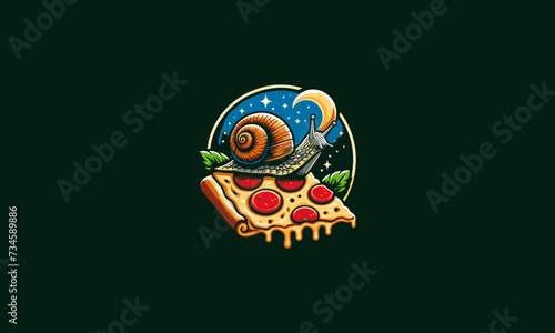 snail with pizza vector illustration mascot design