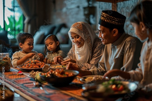 Ramadan Joy: Muslim Family Dinners, Togetherness, and Hijab Happiness, Family Togetherness: Muslim Dinner Traditions and Joyful Hijab Smiles