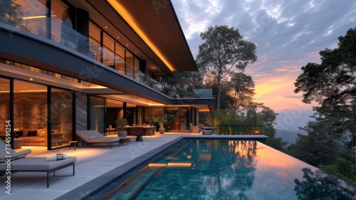 modern high-tech luxury villa with swimming pool © senadesign