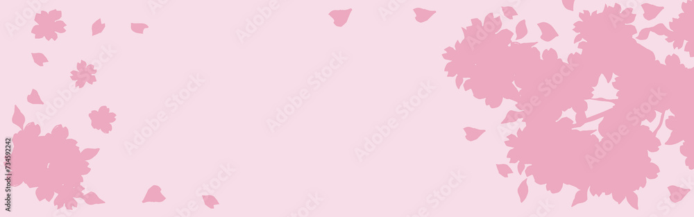 バナー　桜　さくら　フレーム　背景　春　花　シルエット　コピースペース　イラスト素材