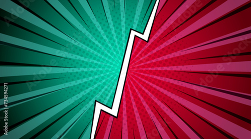 Versus VS letters against background in flat comic style design with halftone. Vector illustration