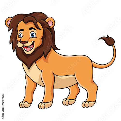 Cartoon happy lion on white background