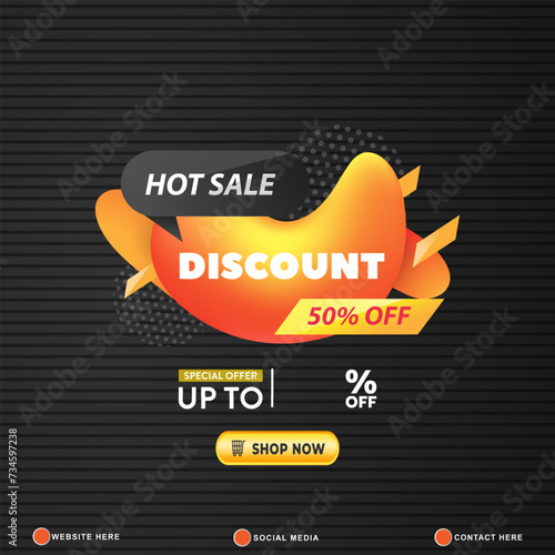 sale discount template banner with copy space for product sale with abstract gradient black background design