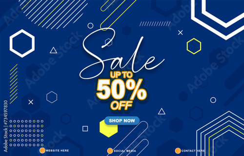 sale discount template banner with copy space for product sale with abstract gradient blue and white background design
