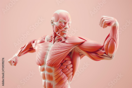 human muscular system, with muscles contracting and relaxing photo