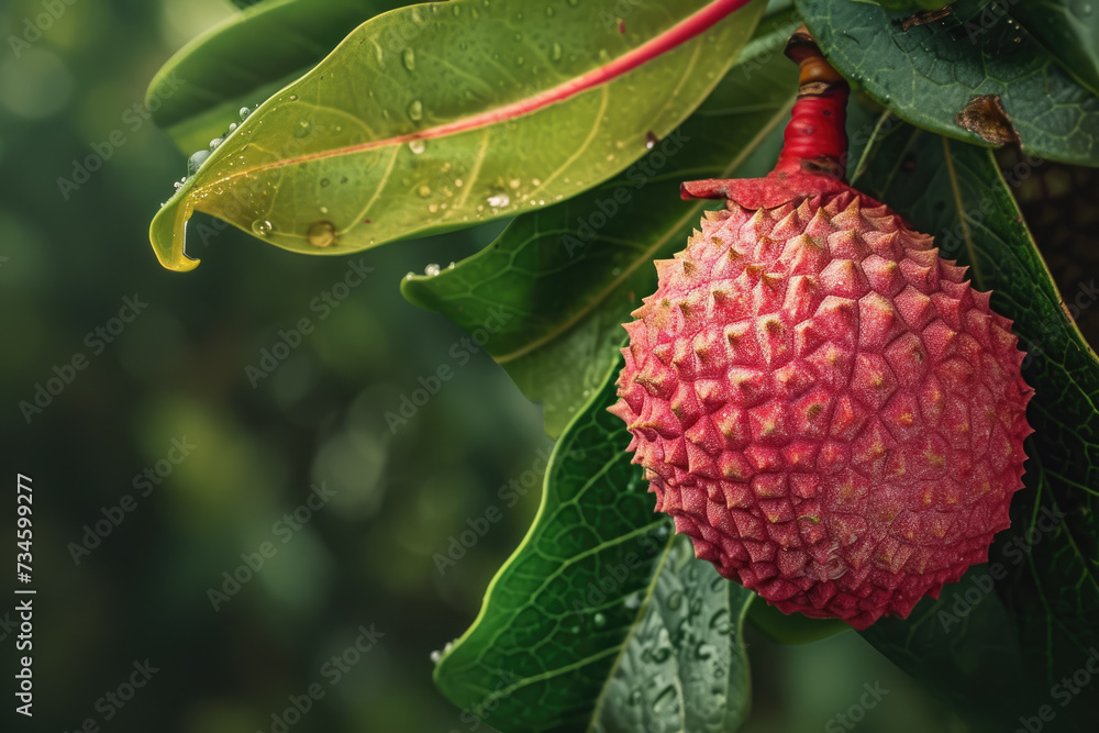 lychee with a red color and a hairy skin and a professional overlay on the detail lychee with a red color and a hairy skin and a professional overlay on the detail