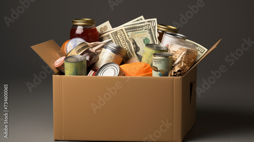 Food donation box set for in-need people, Help collection center. photo