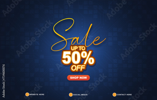 sale discount template banner with copy space for product sale with abstract gradient dark blue background design