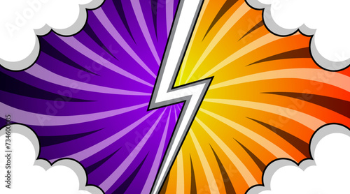 Versus against background in flat comic style design with halftones. Vector illustration