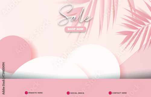 sale template banner with blank space for product sale with abstract gradient pink background design