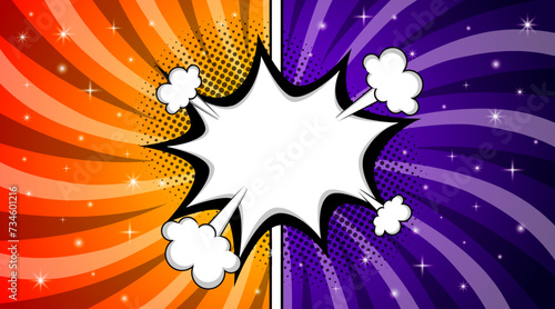 Versus against background in flat comic style design with halftones. Vector illustration