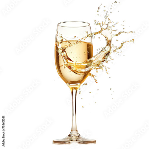 A glass or set of glasses of sparkling white wine or champagne on a transparent background, perfect for toasting at a party or celebration, wine toasting, champagne toasting.
