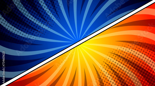 Versus against background in flat comic style design with halftones. Vector illustration