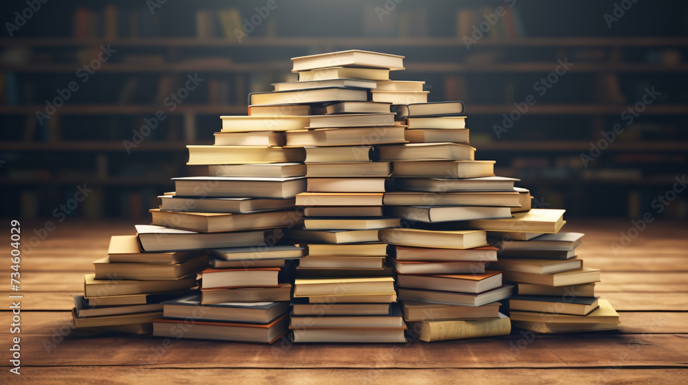 Stacks of empty books, piled up Stacks of empty books, piled up