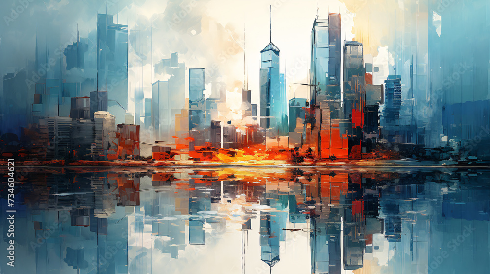 Illustration abstraite d'une grande métropole avec de multiples couleurs