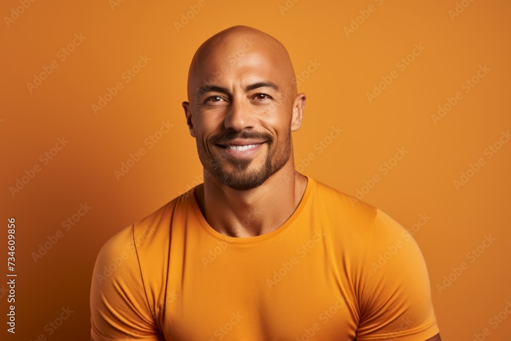 Portrait of handsome african american man in orange t-shirt Portrait of handsome african american man in orange t-shirt