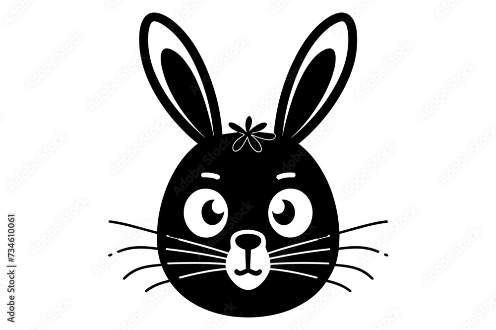 Fototapeta premium Cute Easter Bunny face template Vector, Easter Bunny Face Kit, cartoon bunny face png, outline bunny face clipart, printable bunny face