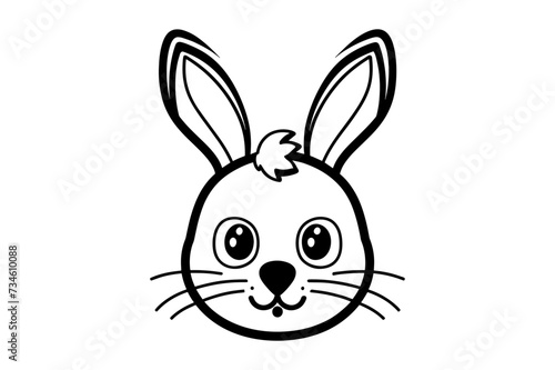 Cute Easter Bunny face template Vector, Easter Bunny Face Kit, cartoon bunny face png, outline bunny face clipart, printable bunny face