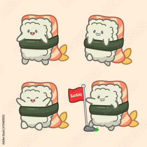 Cute Sushi Cartoon Character Illustration