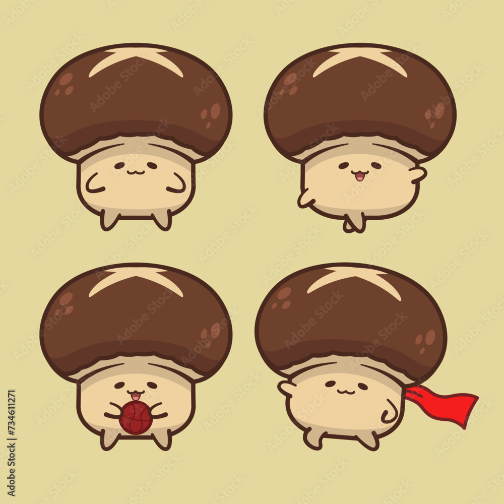 Cute Mushroom Cartoon Character Illustration Cute Mushroom Cartoon Character Illustration