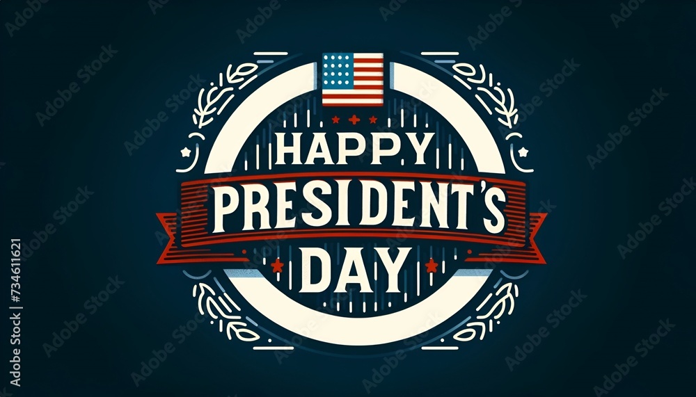 Flat design greeting card poster for presidents day celebration.