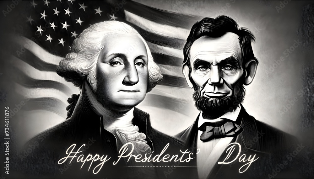 Charcoal illustration of george washington and abraham lincoln for presidents' day. Charcoal illustration of george washington and abraham lincoln for presidents' day.