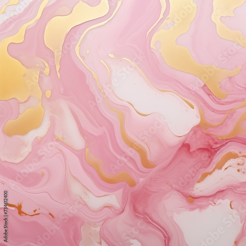 Closeup surface pink and gold marble textured background