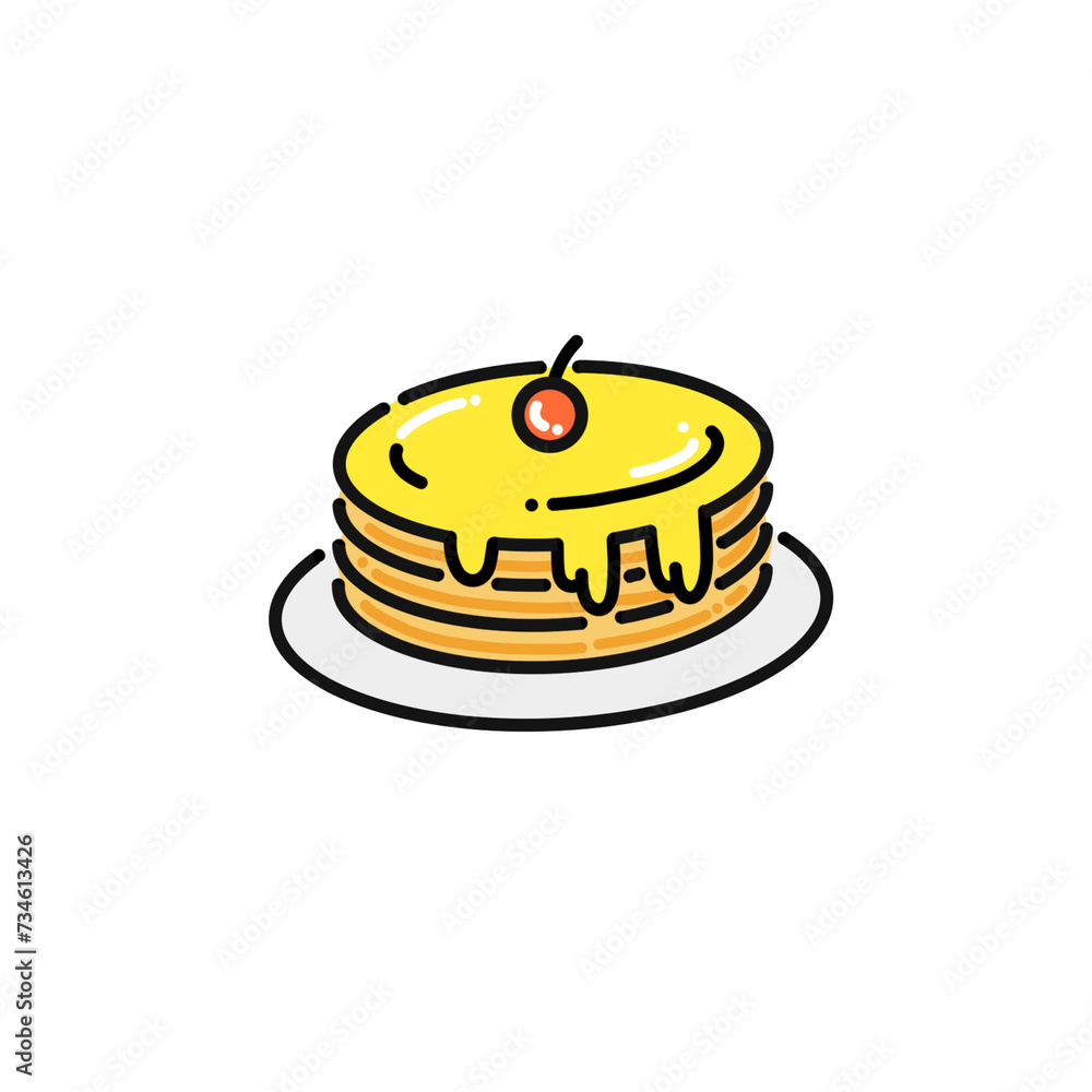pancakes icon in colors and filled outline style	
