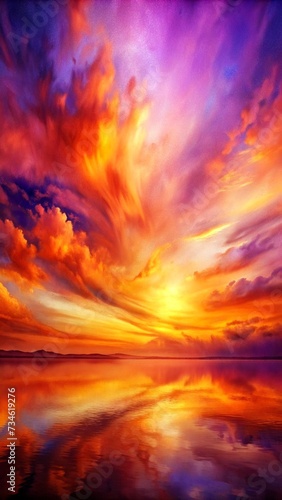 abstract watercolor background sunset sky orange purple © Naeem