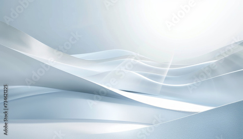 Abstract White Waves with Sunlight and Soft Blue Shades