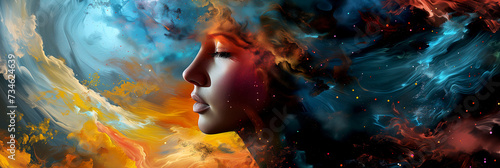 Woman with hair made of colorful smoke - Psychedelic dream - Hallucinations
