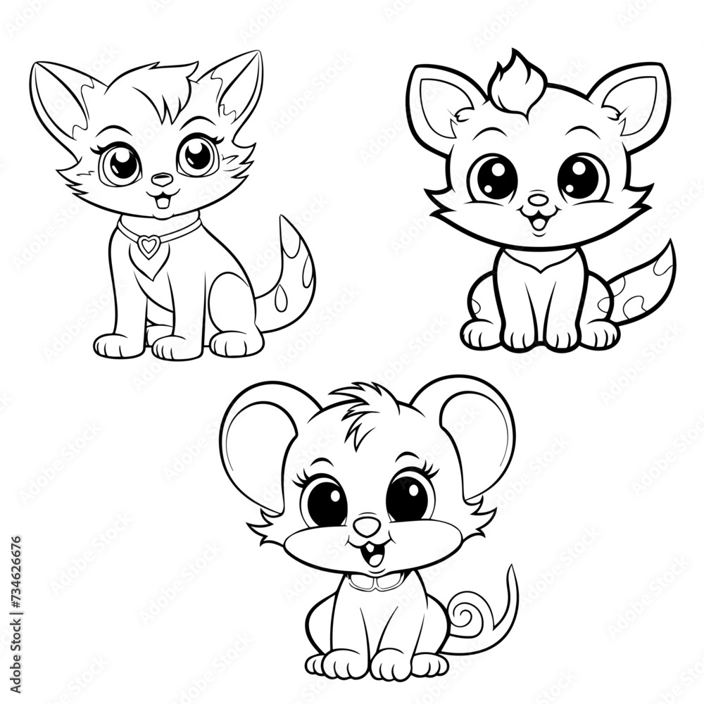 Black and white vector outlines, perfect for coloring. Get ready to bring these illustrations to life