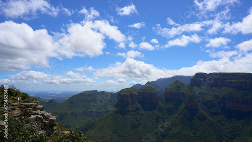 Three Rondawels, Blyde River Canyon, A sunny day with clouds