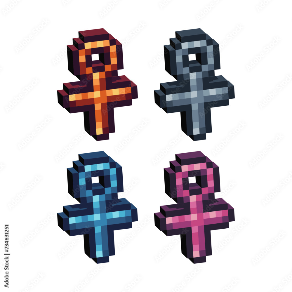 Obraz premium Isometric Pixel art 3d of female sign icon for items asset. Isolated Female gender sign icon on pixel bits style.8-bits perfect for game asset,design asset element,app,website, Vector illustration.