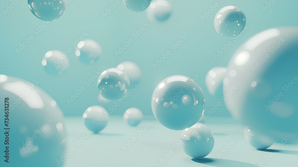3D render of transparent blue bubbles with reflections, floating in a soft blue environment.
3D render of transparent blue bubbles with reflections, floating in a soft blue environment.