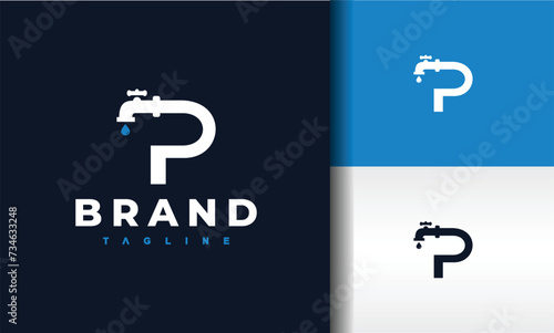 letter P water faucet logo