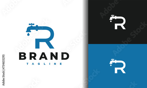 letter R water faucet logo