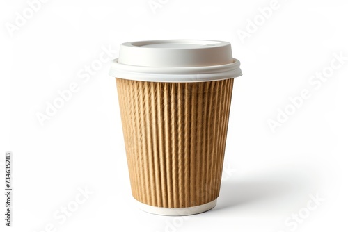 Wallpaper Mural Cardboard cup with plastic white lid for hot beverage with isolated white background Torontodigital.ca