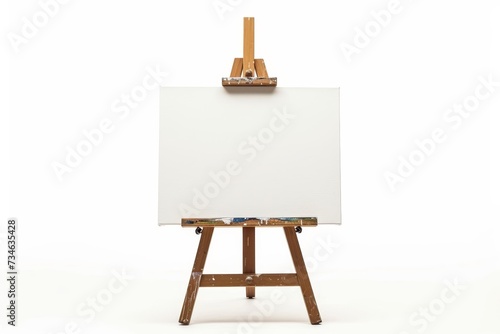 Artist s wooden easel and canvas isolated on white