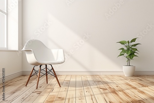Minimalist Scandinavian style room, with clean lines and natural light, perfect for a sleek and stylish wallpaper. Generative AI